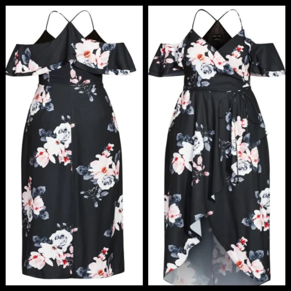 City Chic Black Floral Maxi Dress NWT - Picture 2 of 4